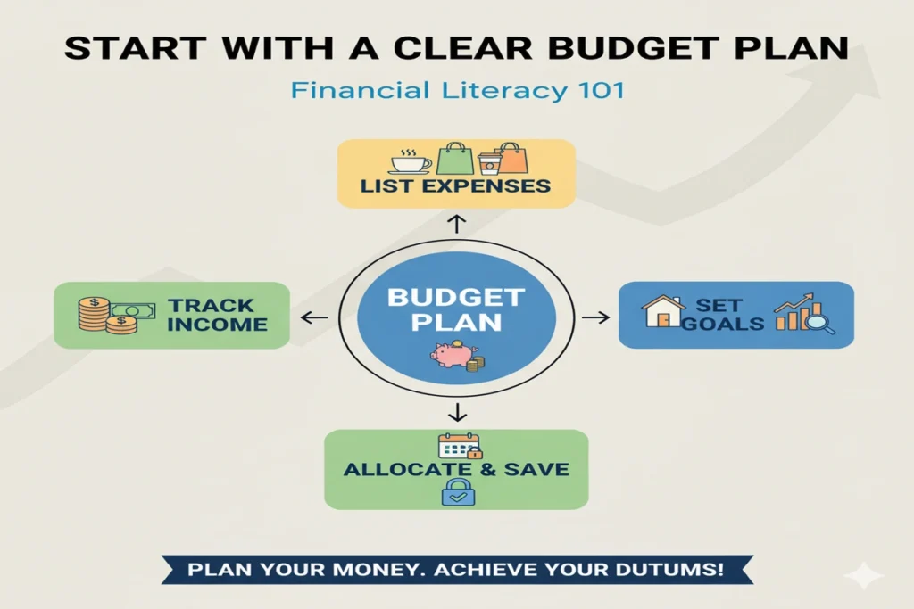 Illustration showing how to save $10000 in a year with monthly savings plan and goal tracker